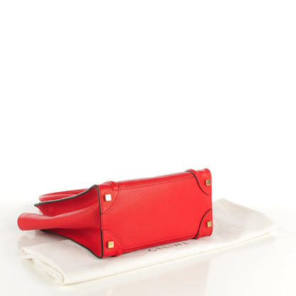 Celine Drummed Calfskin Micro Luggage Coquelicot 4 of 7