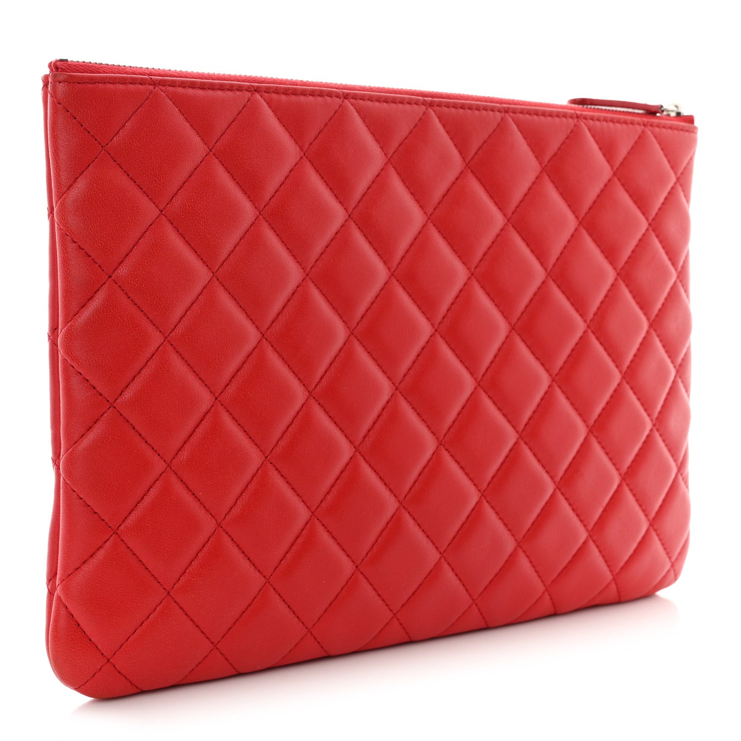 Lambskin Quilted Medium Cosmetic Case Red