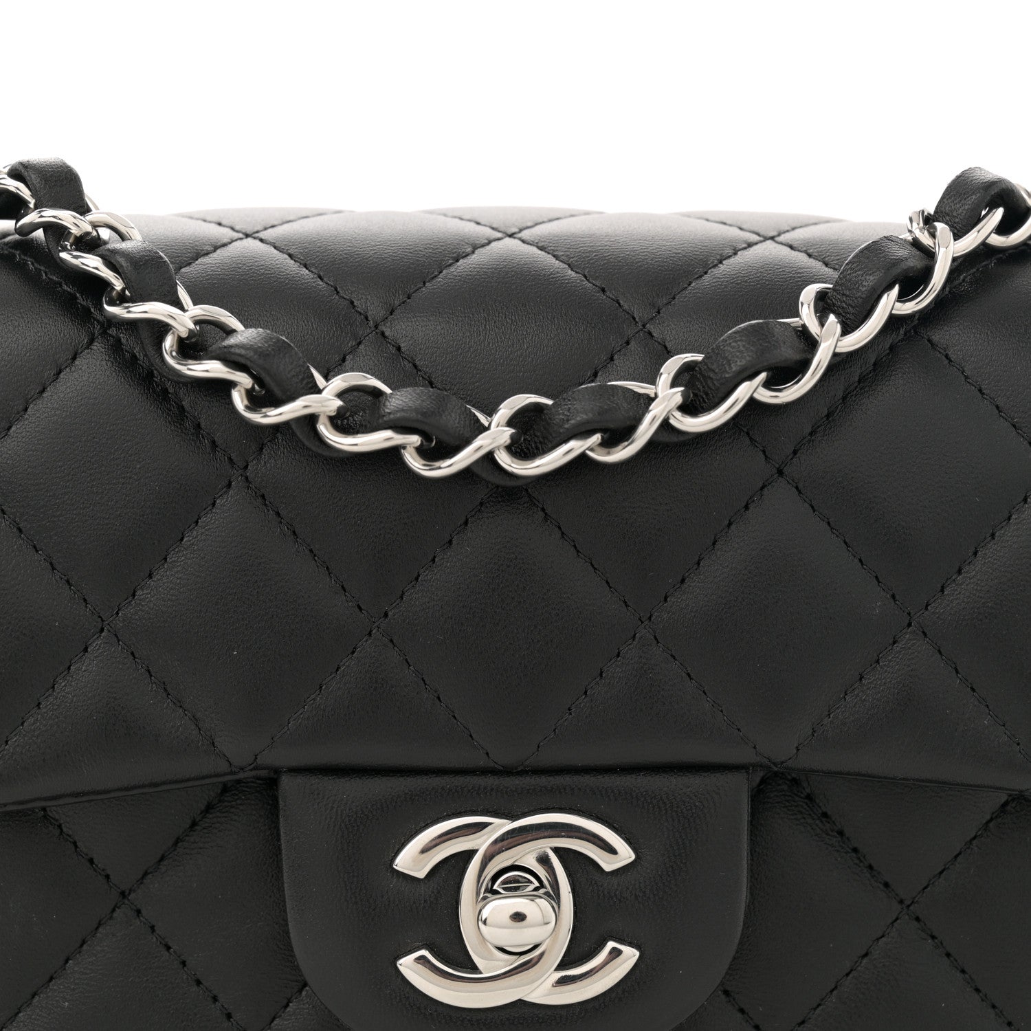 Chanel Lambskin Quilted Mini Rectangular Flap Black 8 of 11