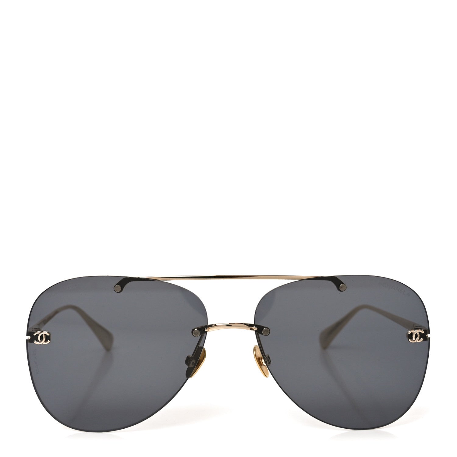 Chanel Titanium CC Pilot Aviator Sunglasses 4285-T Black Gold 2 of 7
