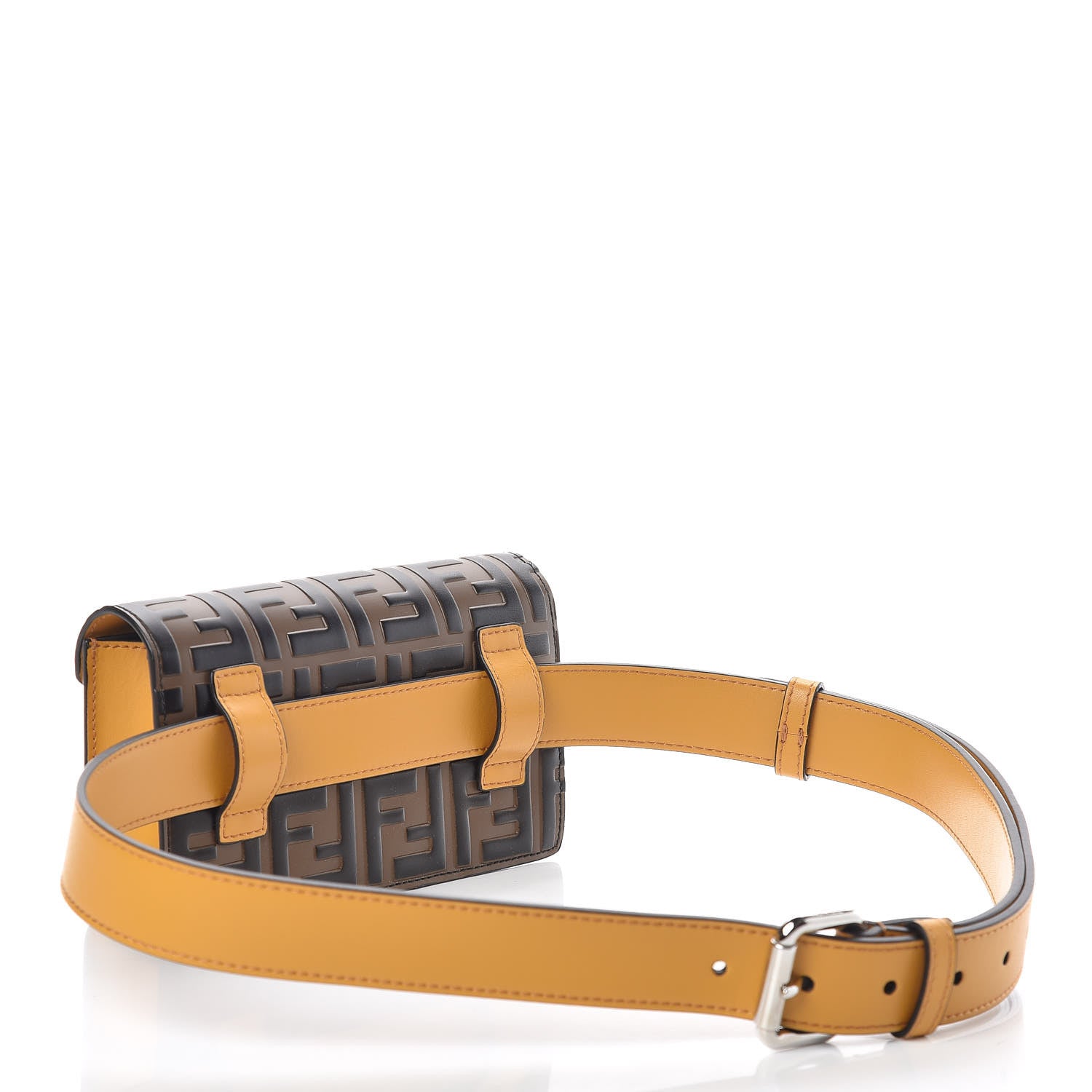Fendi Vitello Liberty F is Fendi Bi-Color FF 1974 Embossed Envelope Belt Bag Maya Black Zucca 7 of 12