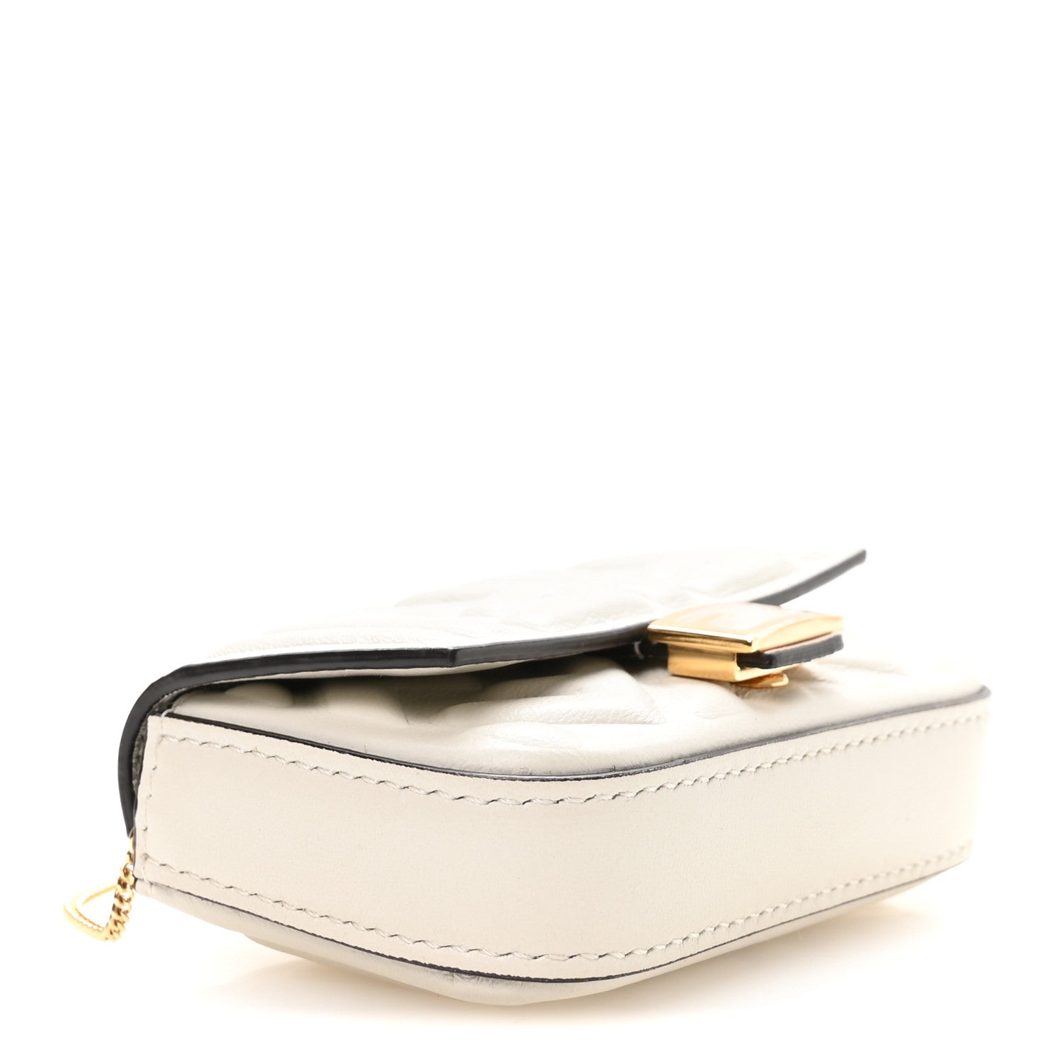 Fendi Nappa Matisse FF Embossed Nano Baguette Charm White 4 of 10