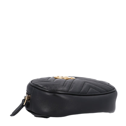 Gucci Calfskin Matelasse GG Marmont Belt Bag 75 30 Black 3 of 9