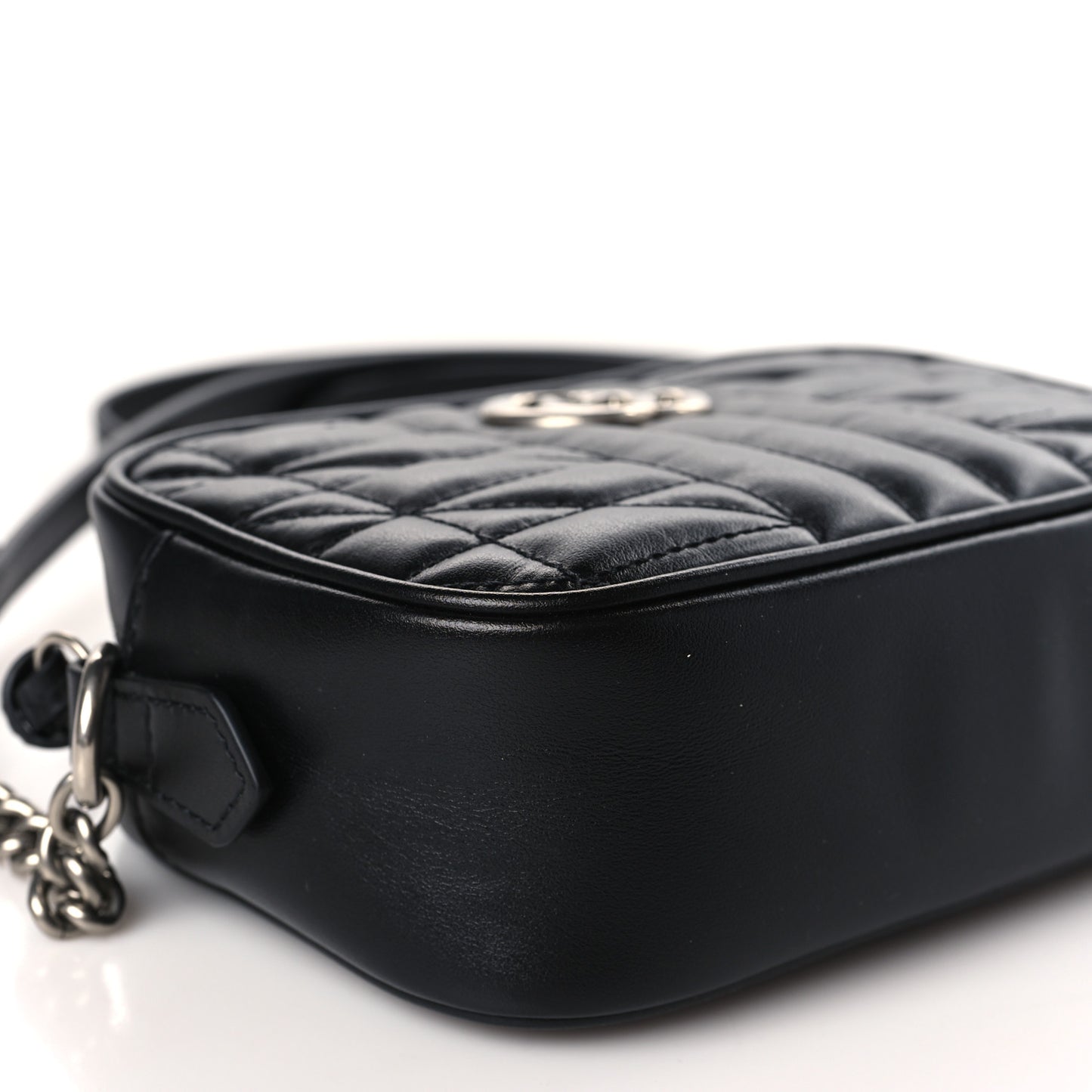 Calfskin Matelasse Aria Mini GG Marmont Chain Shoulder Bag Black