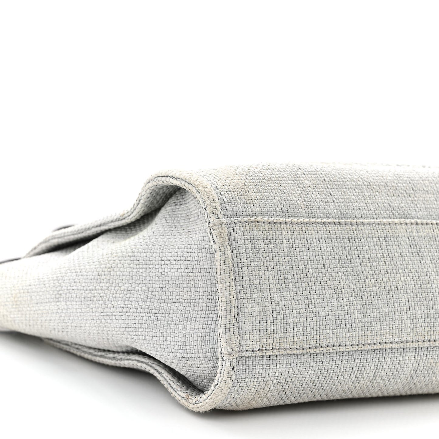 Woven Straw Raffia Small Deauville Tote Grey