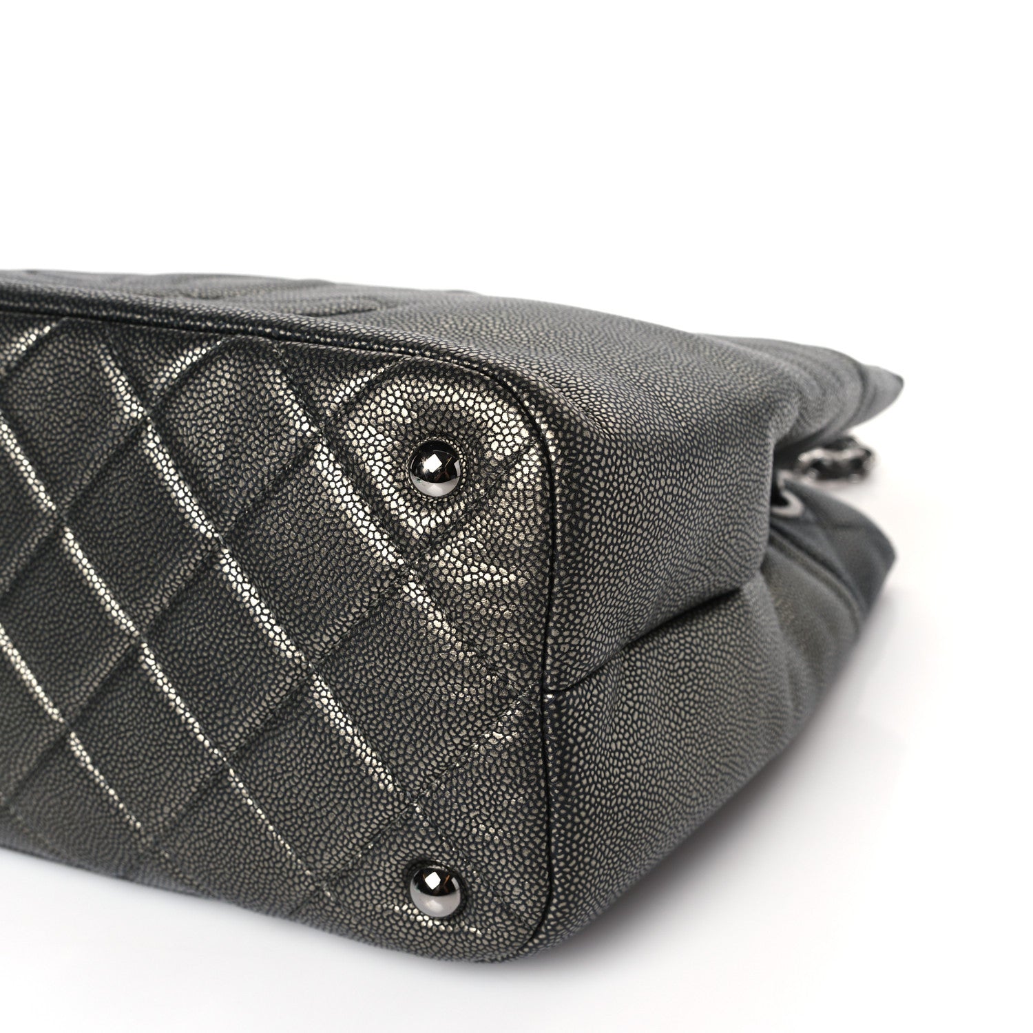 Chanel Metallic Caviar Quilted CC Timeless Tote Dark Silver 9 of 9