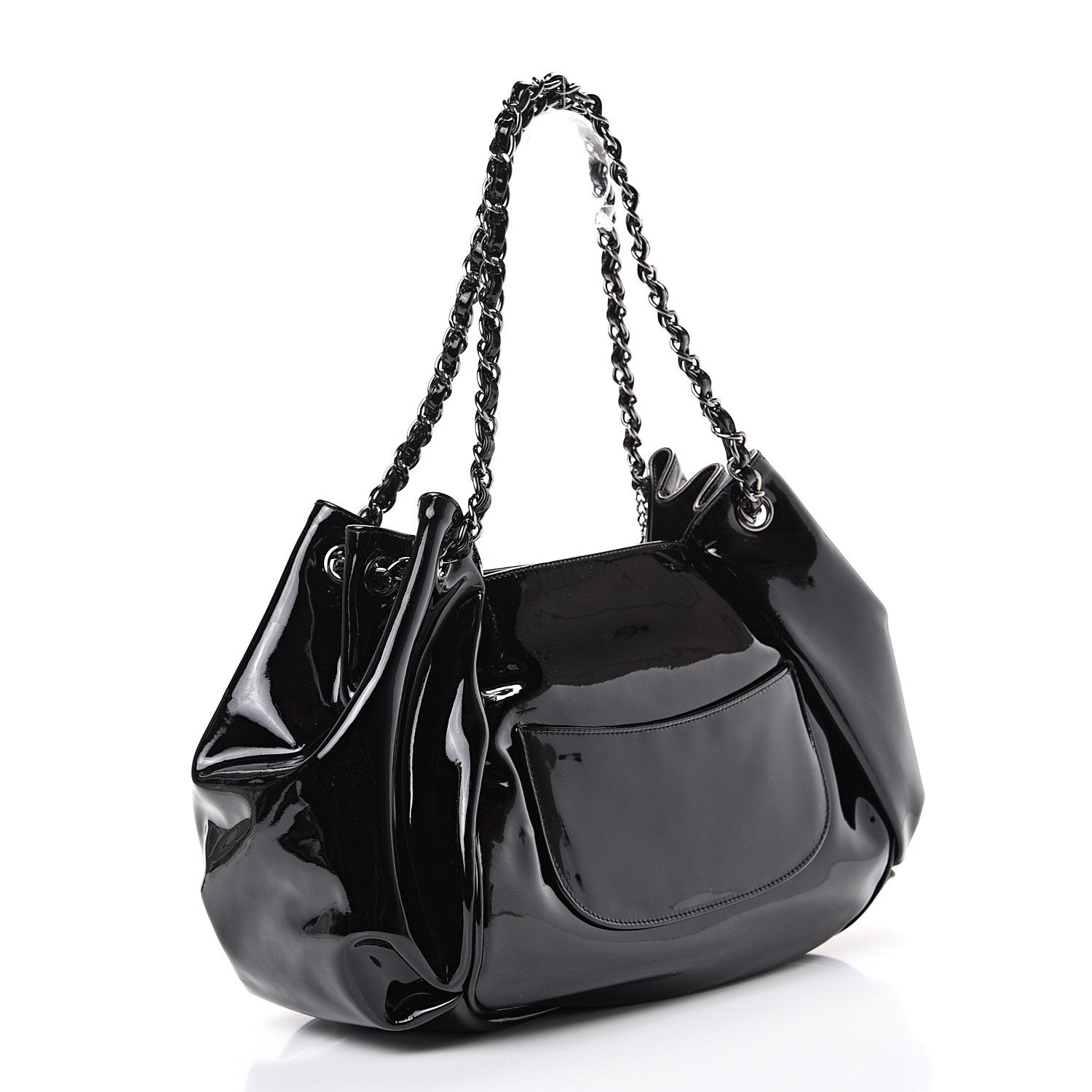 Chanel Patent Camellia Shoulder Bag Black 2 of 14