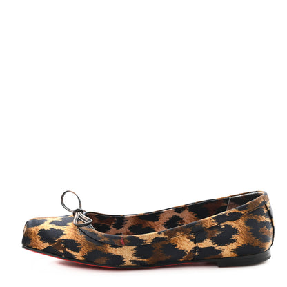 Christian Louboutin Crepe Satin Leopard Mamadrague Flats 37.5 Brown 1 of 8