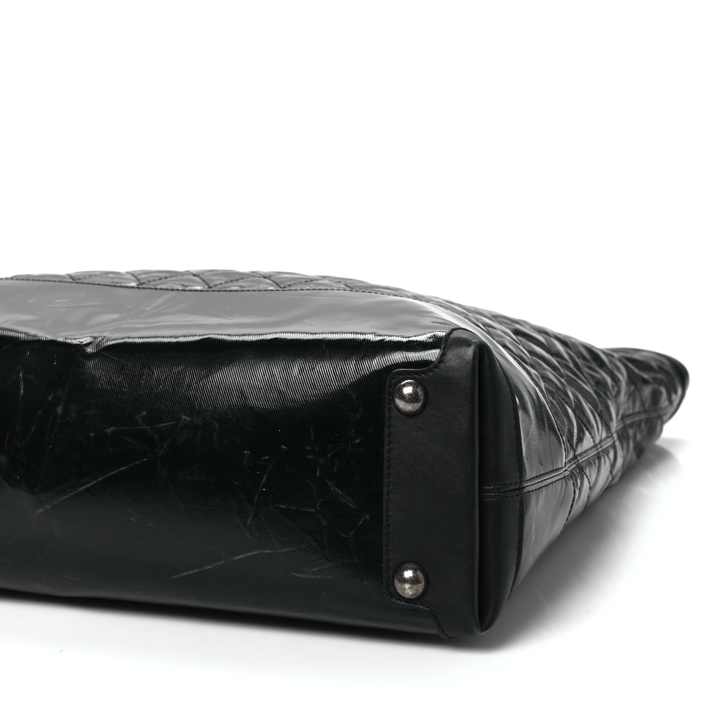 Calfskin Coated Canvas Quilted Tote Black