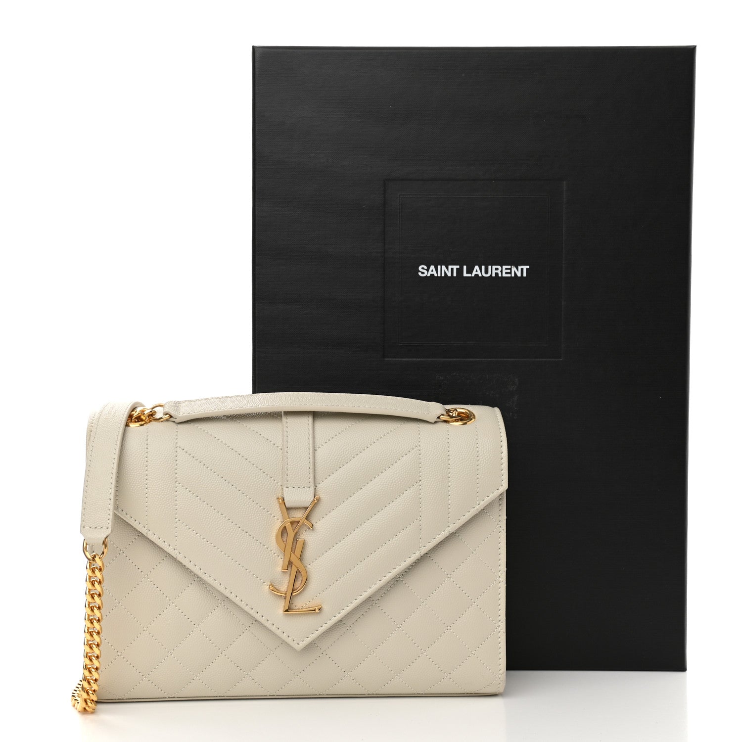 Saint Laurent Grain De Poudre Textured Mixed Matelasse Medium Triquilt Monogram Satchel Crema Soft 12 of 12