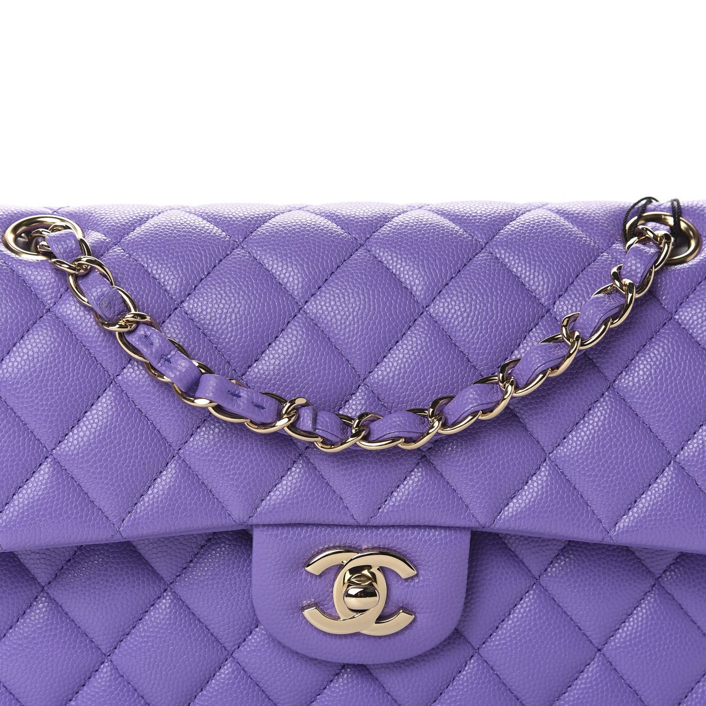 Caviar Quilted Small Double Flap Purple