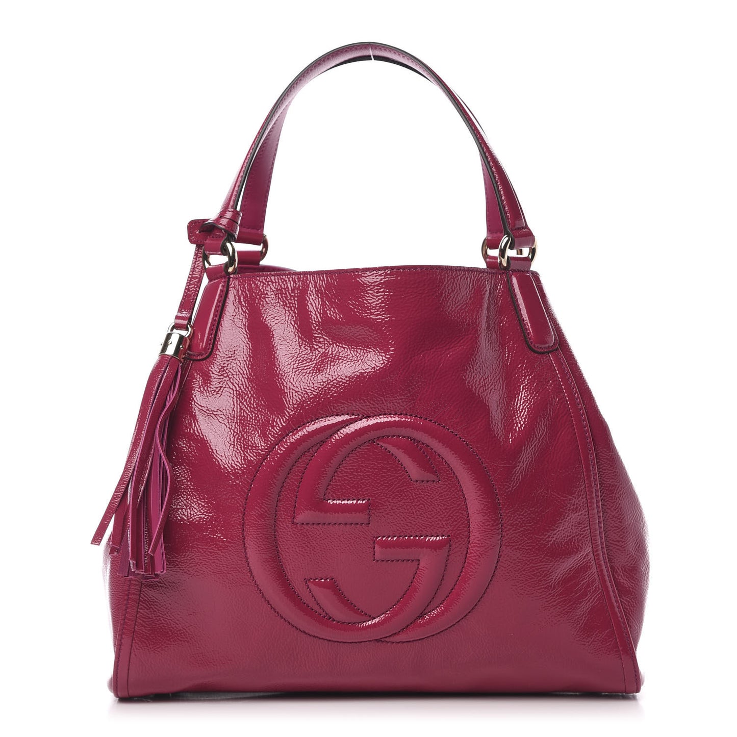 Vernice Naplack Medium Soho Shoulder Bag Bright Bouganville