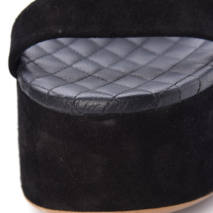 Chanel Suede Platform Wedge Sandals 40 Black 12 of 15