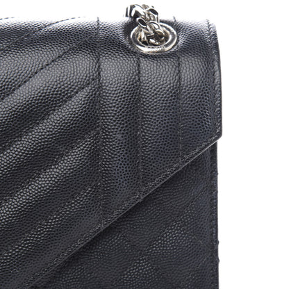 Saint Laurent Grain De Poudre Textured Mixed Matelasse Triquilt Medium Monogram Satchel Black 10 of 13