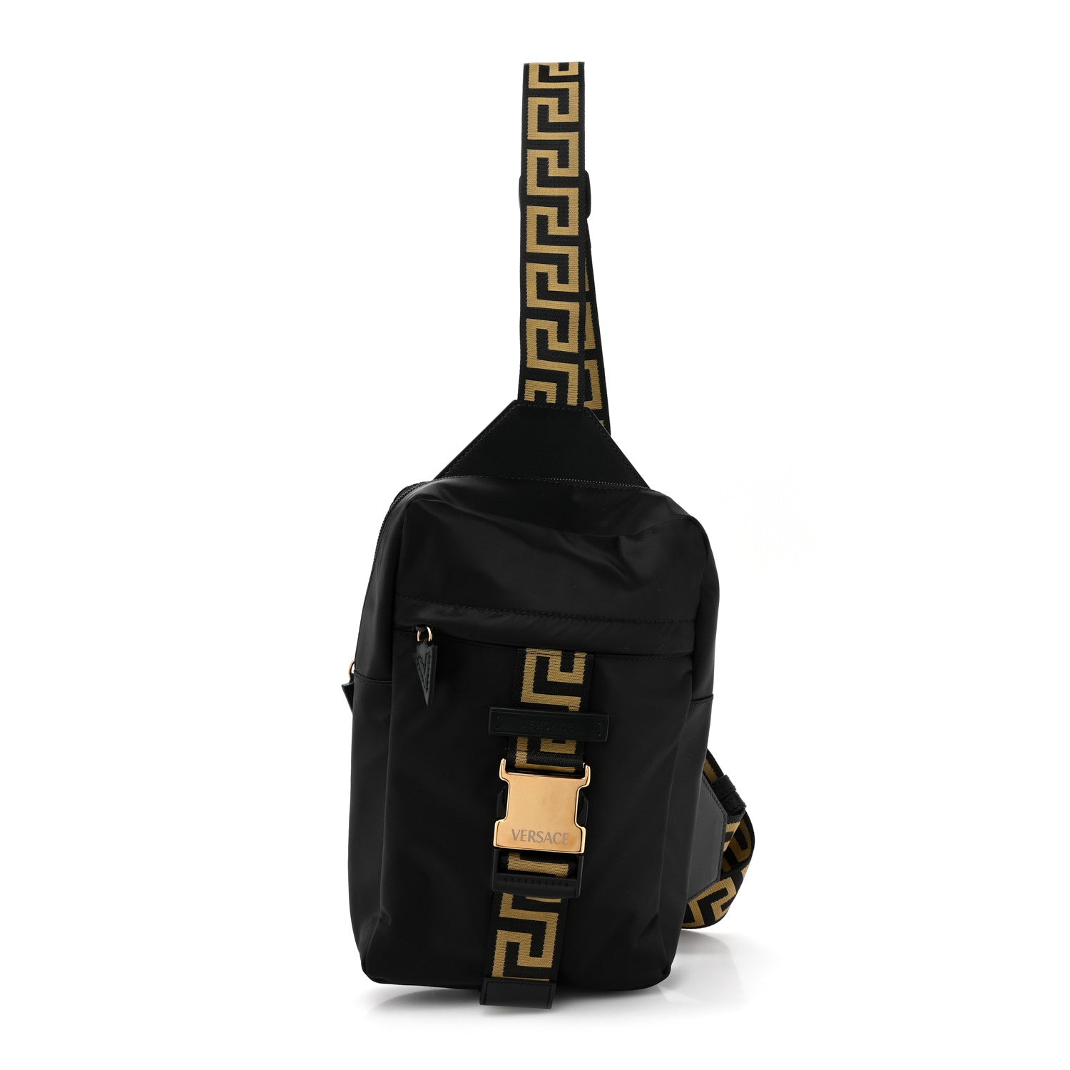 Versace Nylon Greca Buckle Sling Bag Black 1 of 9
