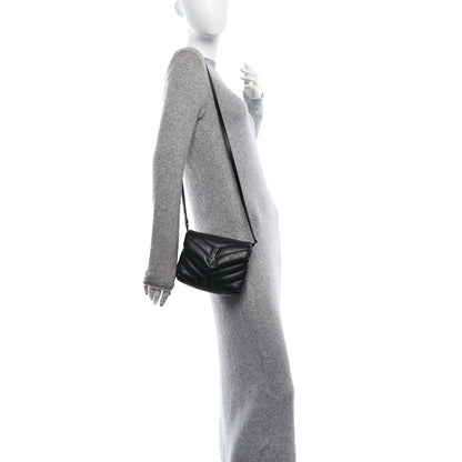 Saint Laurent Calfskin Y Quilted Monogram Monochrome Toy Loulou Crossbody Bag Black 2 of 11