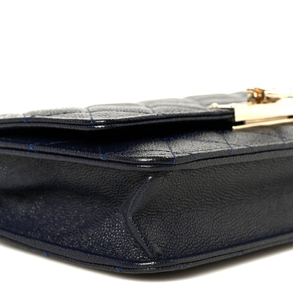 Chanel Caviar Quilted Golden Class Wallet On Chain WOC Navy 10 of 11