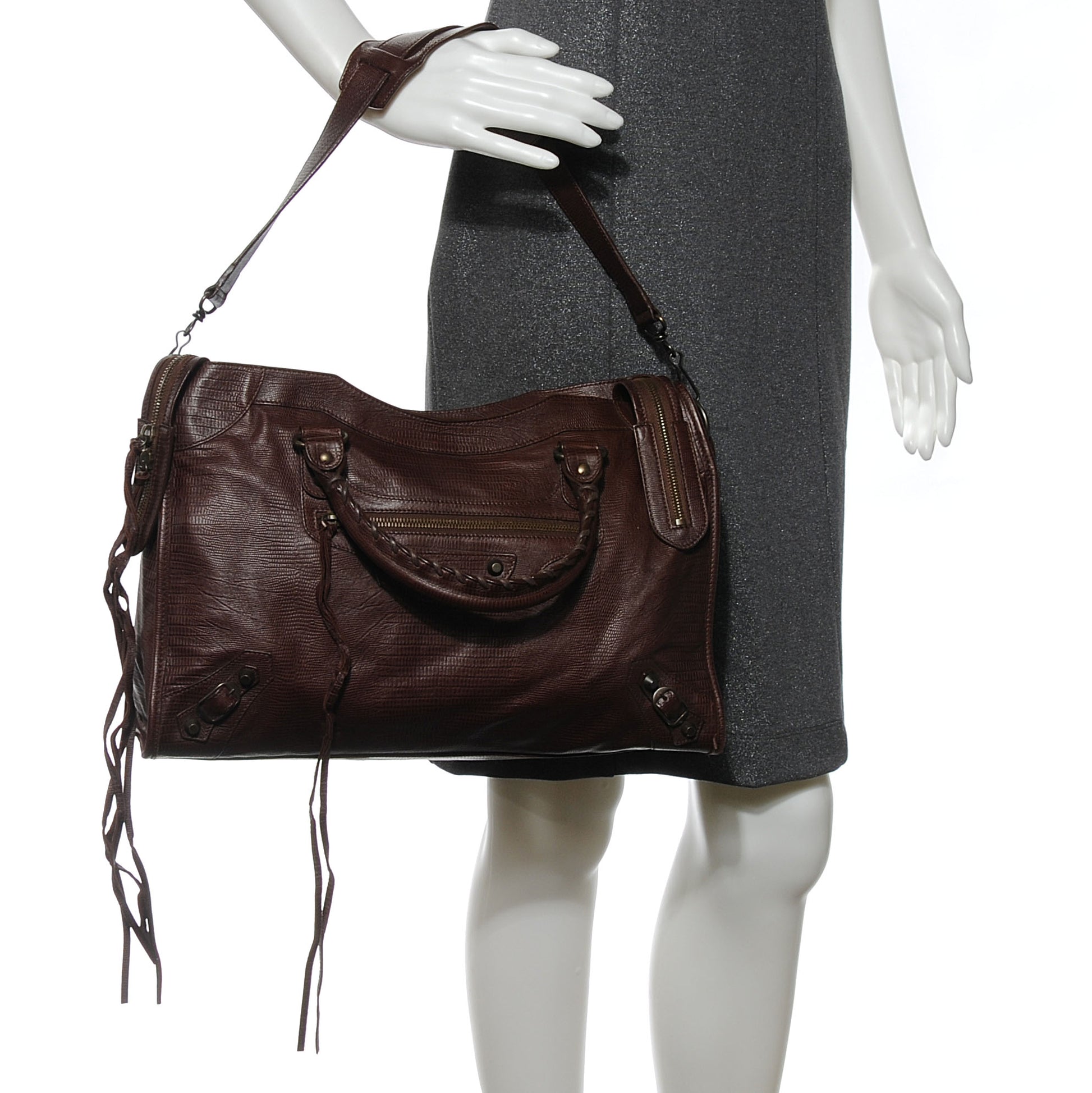 Balenciaga Lizard Embossed City Castagna 2 of 7