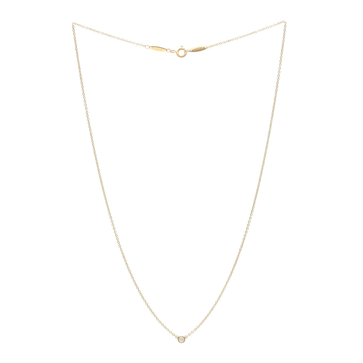 Tiffany 18K Yellow Gold Diamond .05ct Elsa Peretti Diamonds by the Yard Pendant Necklace 3 of 4