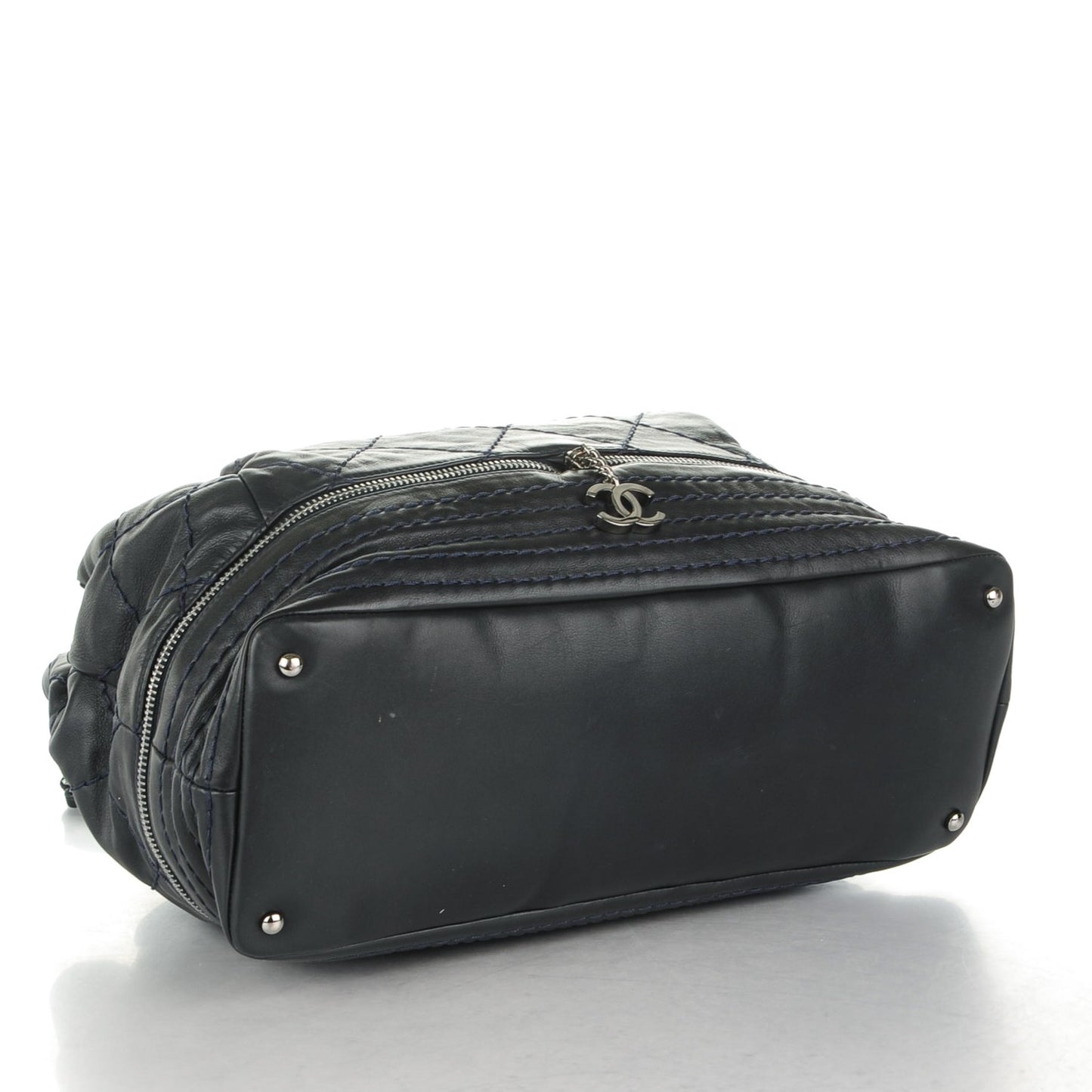 Lambskin Expandable Tote Dark Navy