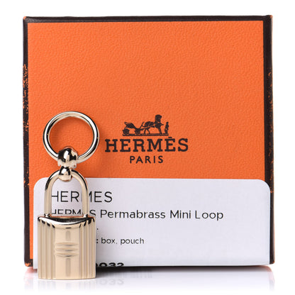 Hermes Permabrass Mini Loop Charms Cadenas Scarf Ring Gold 5 of 5