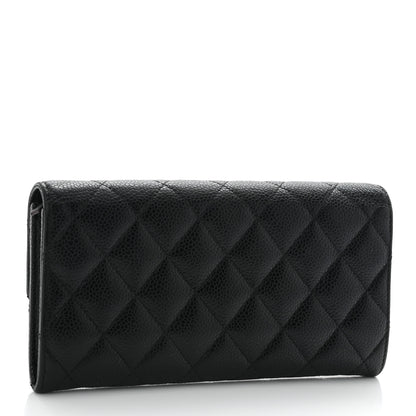Chanel Caviar Quilted Large Gusset Flap Wallet Black 3 of 10