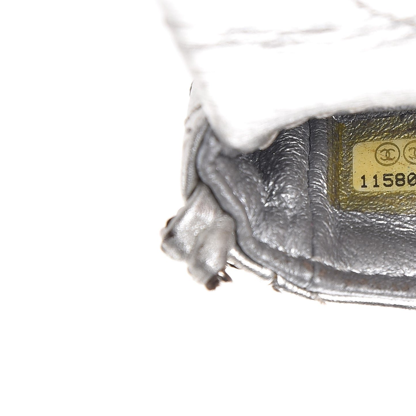 Metallic Aged Calfskin Quilted 2.55 Reissue Phone Case Silver