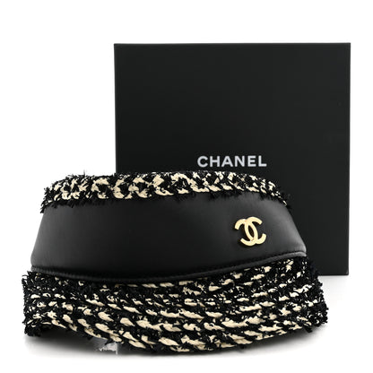 Chanel Abaca Cotton Ribbon Visor Black Beige 9 of 9