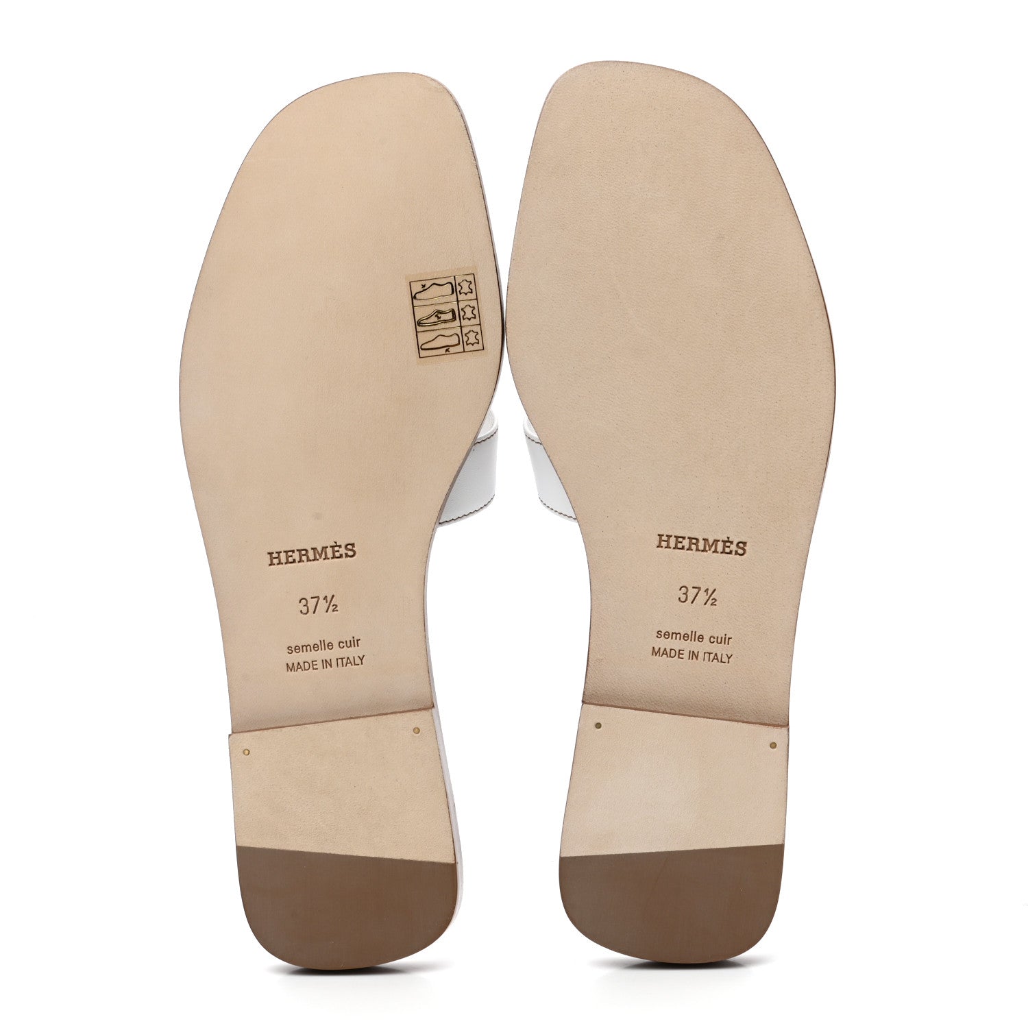 Hermes Box Calfskin Oran Sandals 37.5 White 5 of 8