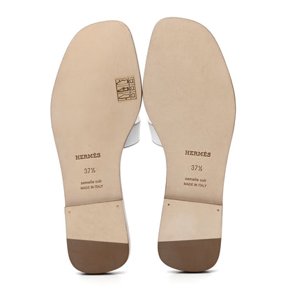 Hermes Box Calfskin Oran Sandals 37.5 White 5 of 8