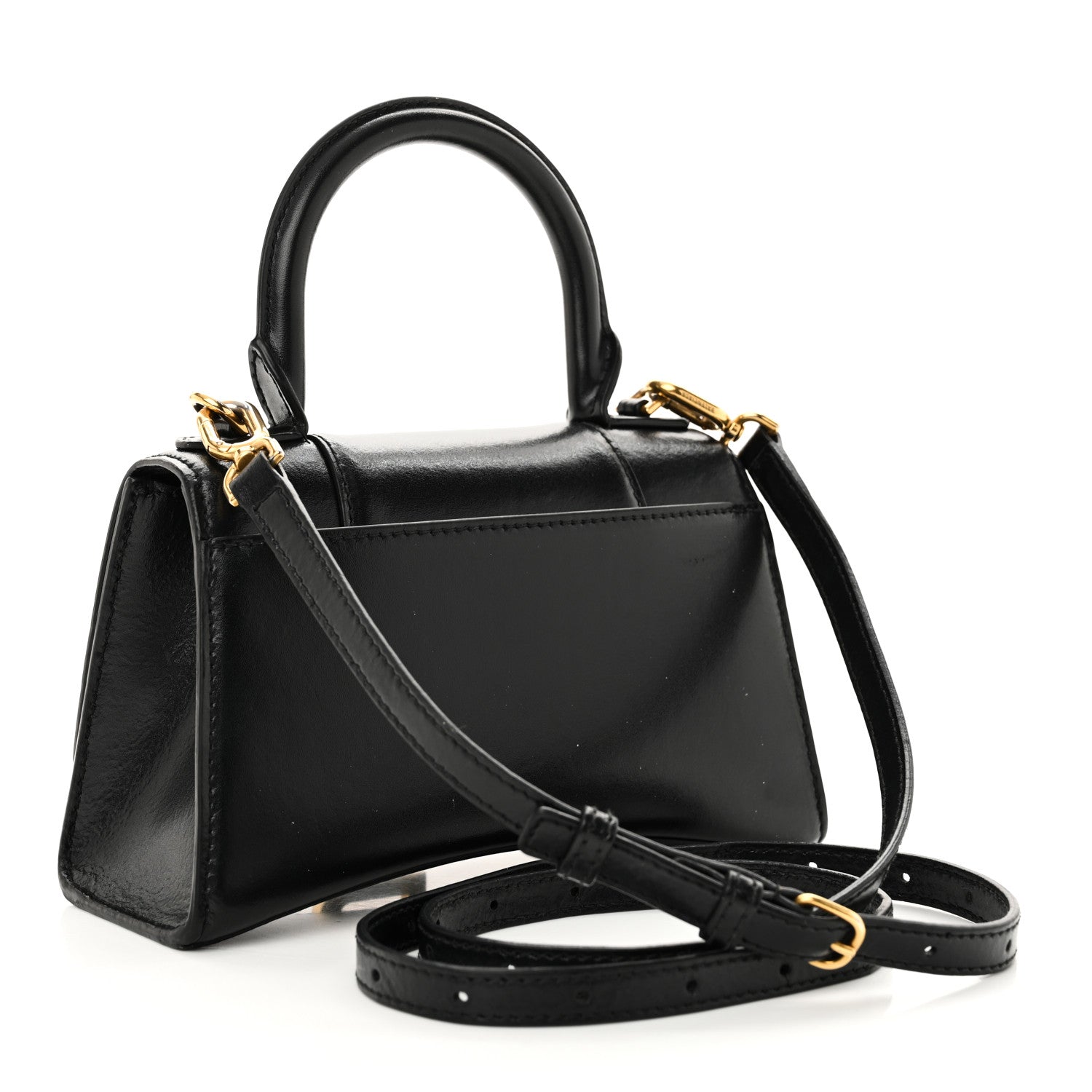 Balenciaga Shiny Box Calfskin Hourglass Top Handle Bag XS Black 3 of 9