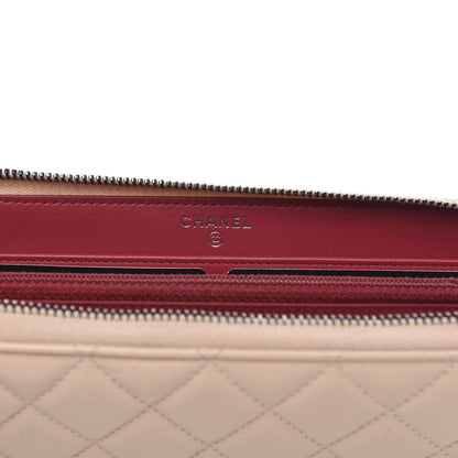Chanel Aged Calfskin Quilted Large Gabrielle Zip Around Wallet Beige Black 7 of 10