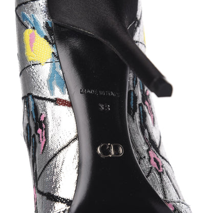 Christian Dior Lurex Embroidered Floral Pointed Toe Pumps 38 Silver Multicolor 6 of 10