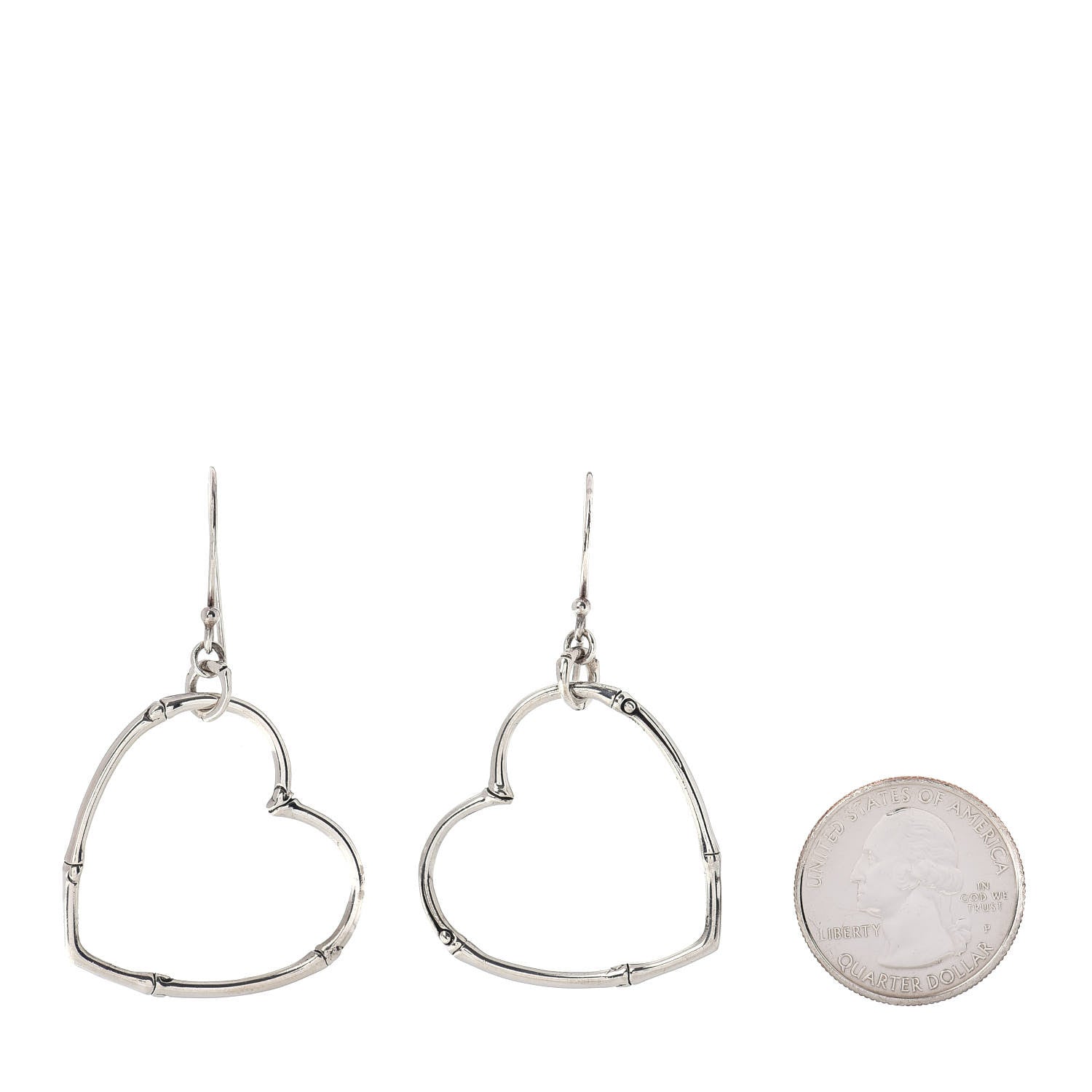 John Hardy Sterling Silver Bamboo Heart Earrings 2 of 4