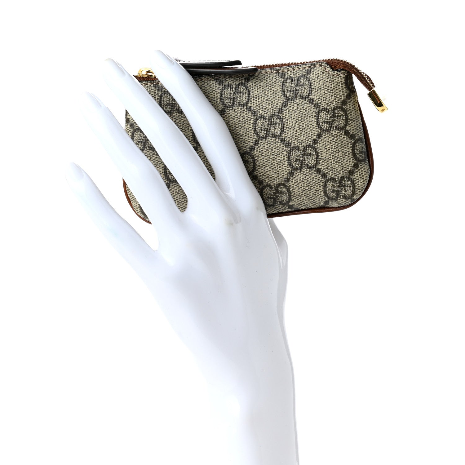 Gucci GG Supreme Monogram Key Case Beige Ebony Cuir 2 of 8
