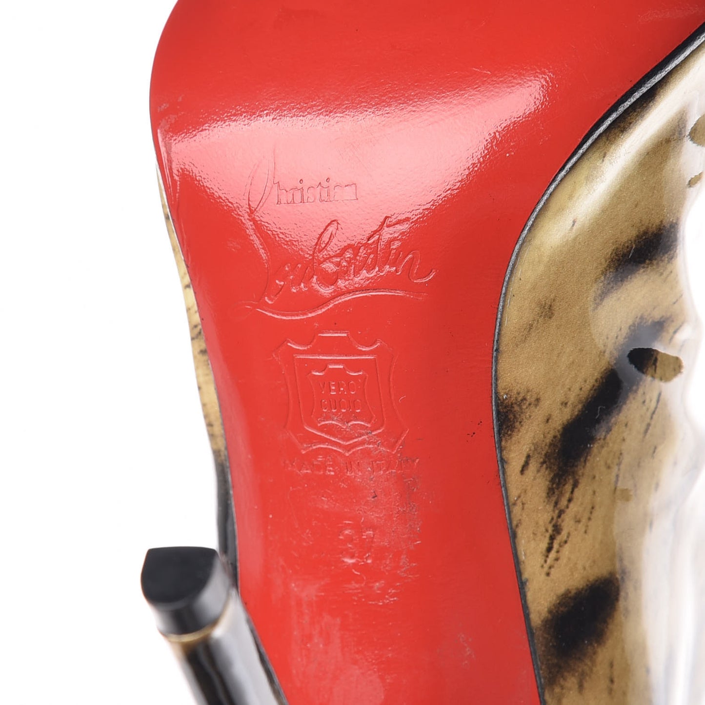Patent 100 Leopard Tall Boots 37 Gold