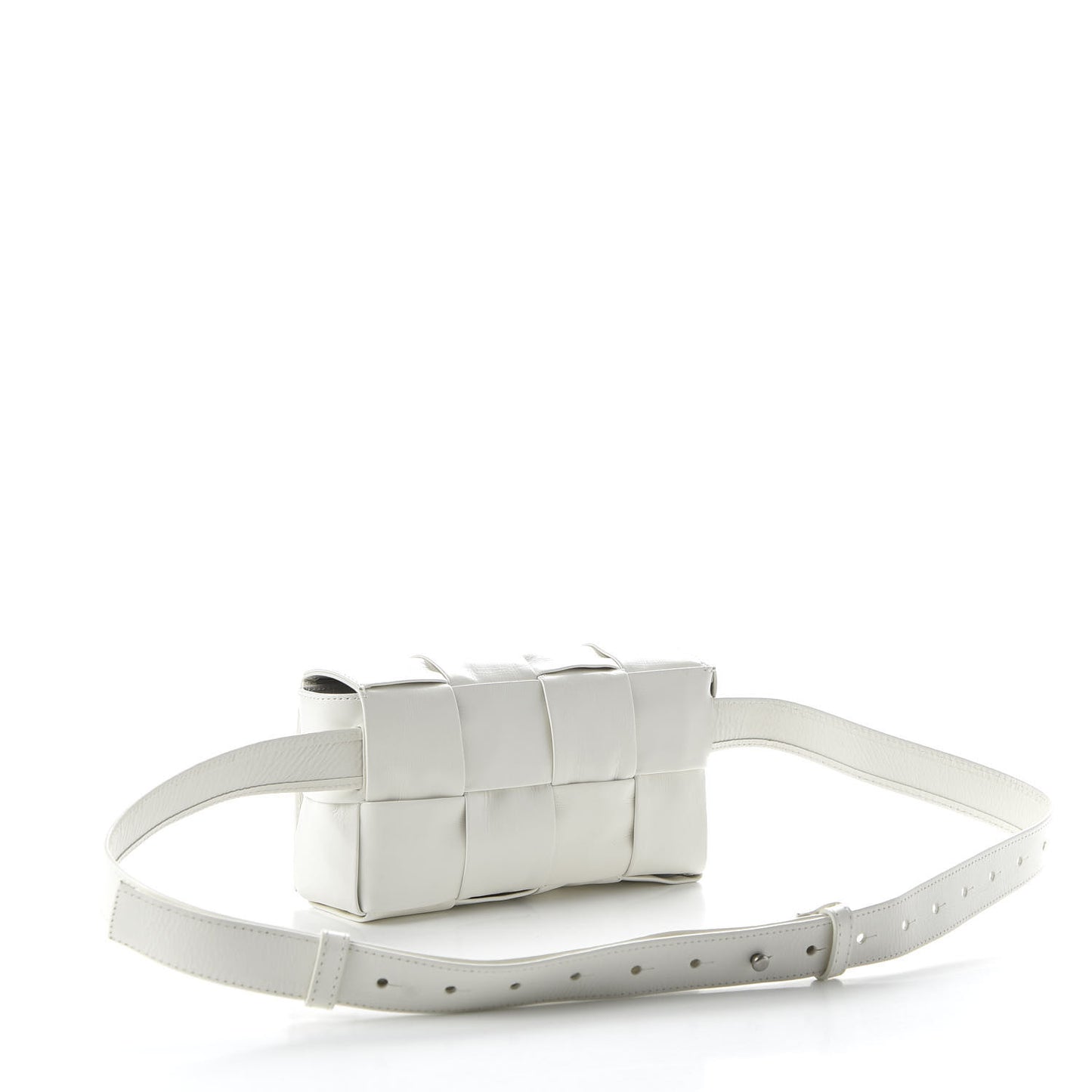 Paper Calfskin Intrecciato Cassette Belt Bag White