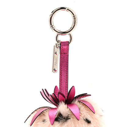 Fendi Mink Fur Vitello Catalan Mirror Strawberry Bag Charm Seashell Orchidea 3 of 3