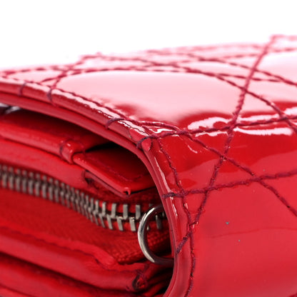 Christian Dior Patent Cannage Rendez-vous Chain Wallet Red 12 of 14