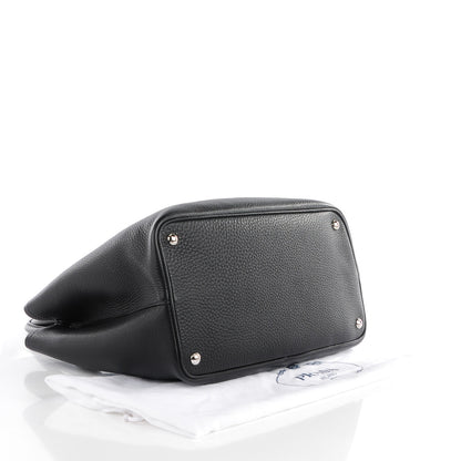 Prada Vitello Daino Medium Double Tote Black Cuoio 4 of 10