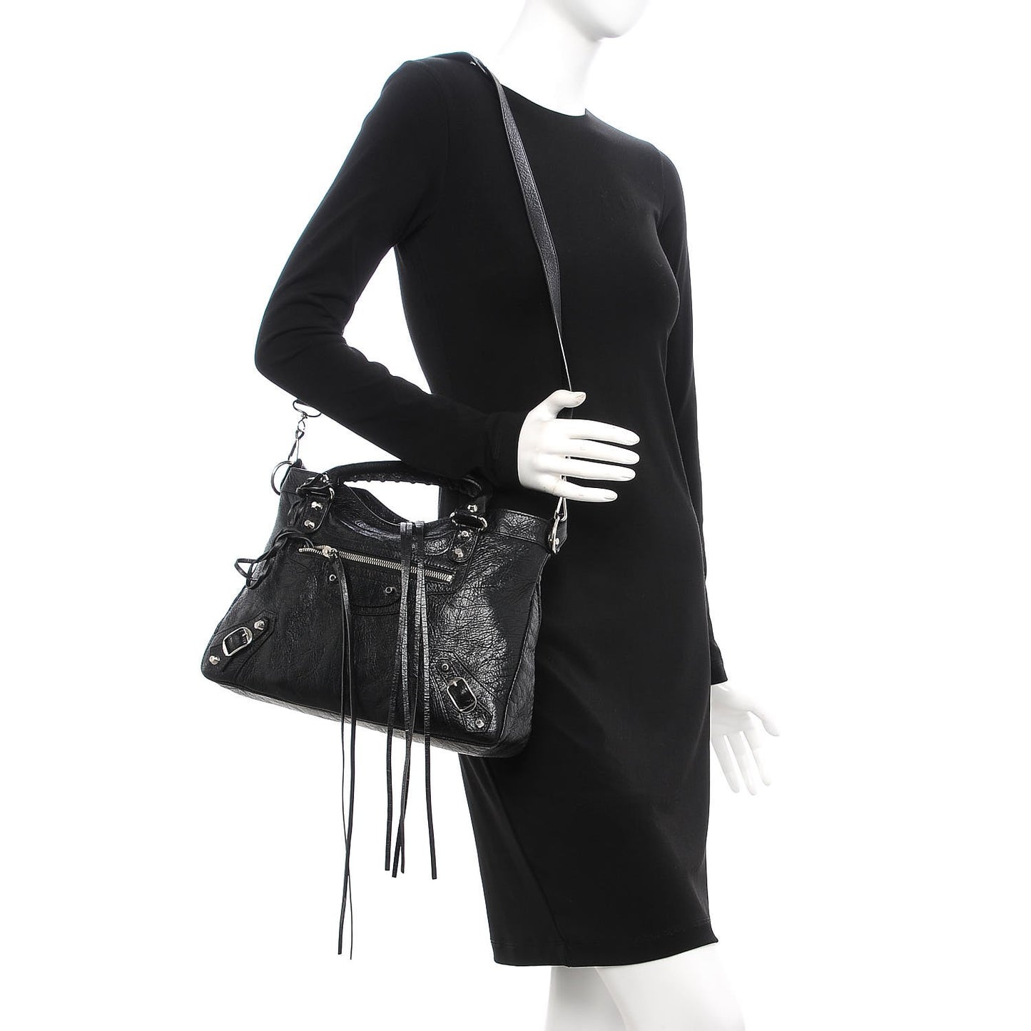 Agneau Classic Silver Hardware Town Black