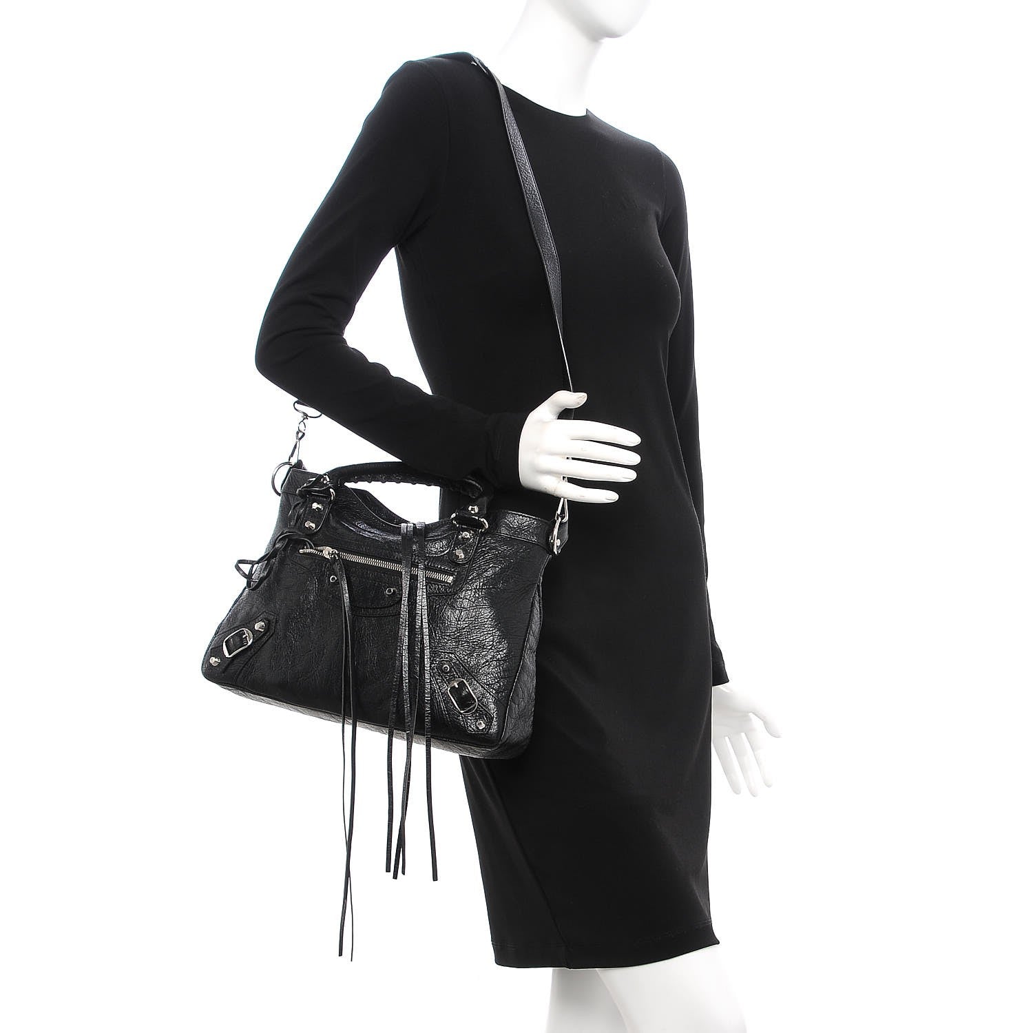 Balenciaga Agneau Classic Silver Hardware Town Black 2 of 8