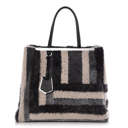 Fendi Shearling Large 2Jours Tote Light Blue Grey 1 of 7