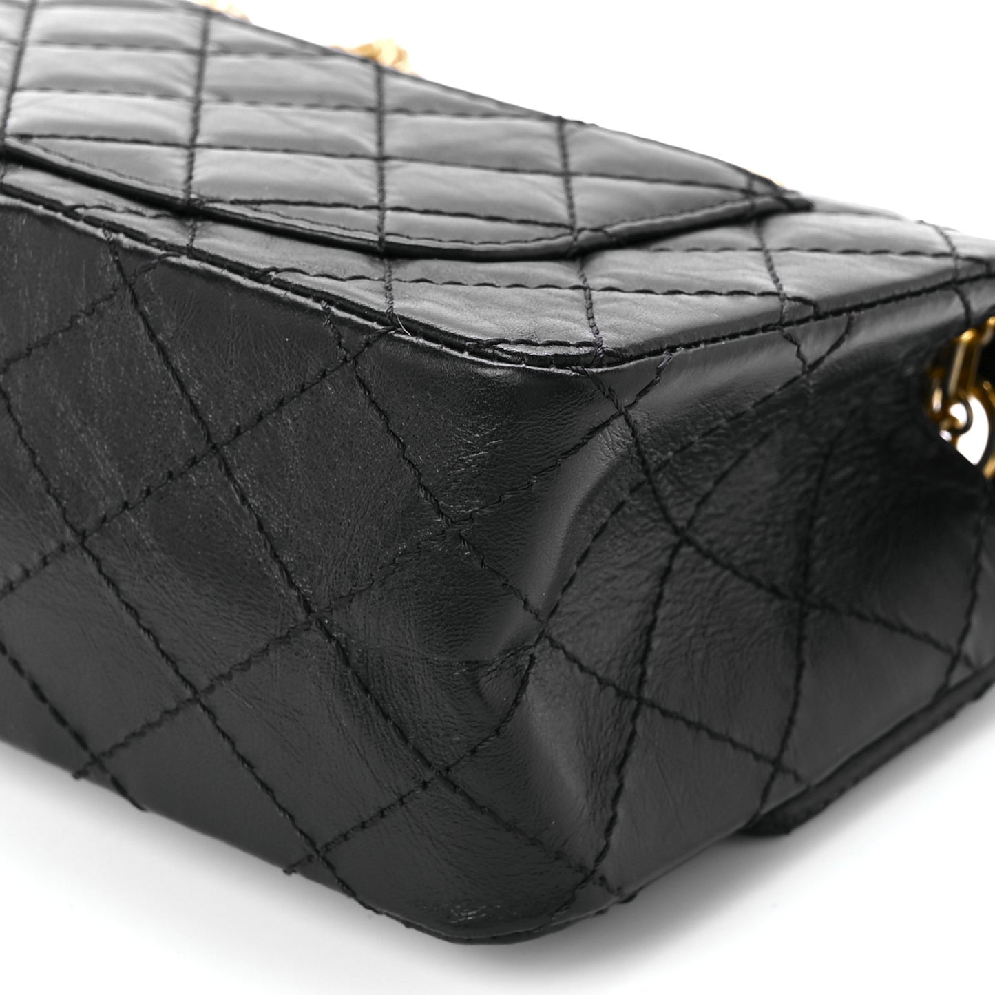 Aged Calfskin Quilted 2.55 Reissue Mini Flap Black