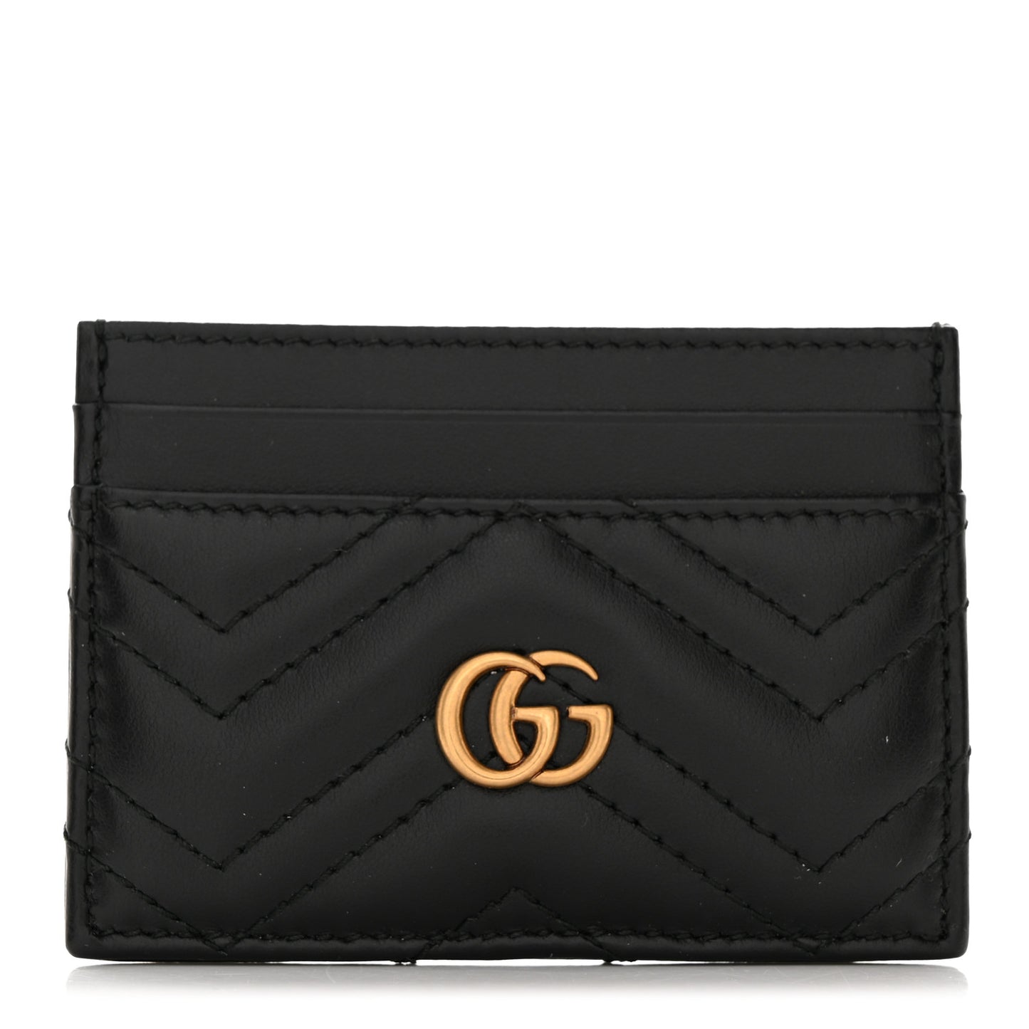 Calfskin Matelasse GG Marmont Card Holder Black