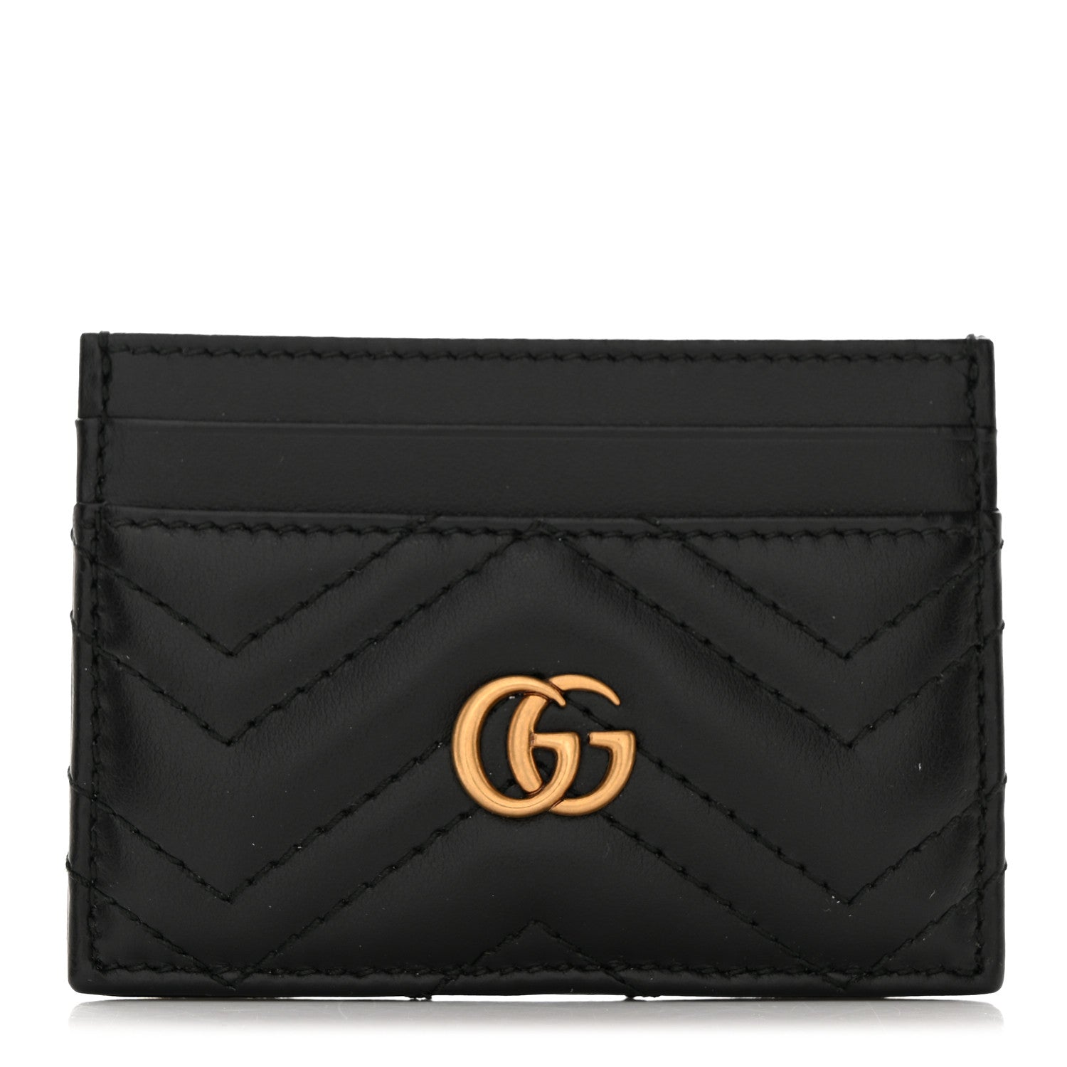 Gucci Calfskin Matelasse GG Marmont Card Holder Black 1 of 6