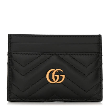 Gucci Calfskin Matelasse GG Marmont Card Holder Black 1 of 6