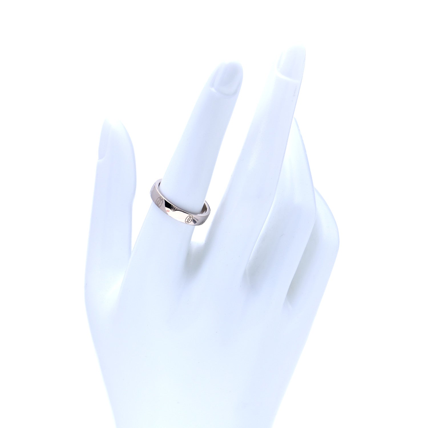 Cartier 18K White Gold 4mm Happy Birthday Band Ring 56 7.5 2 of 5