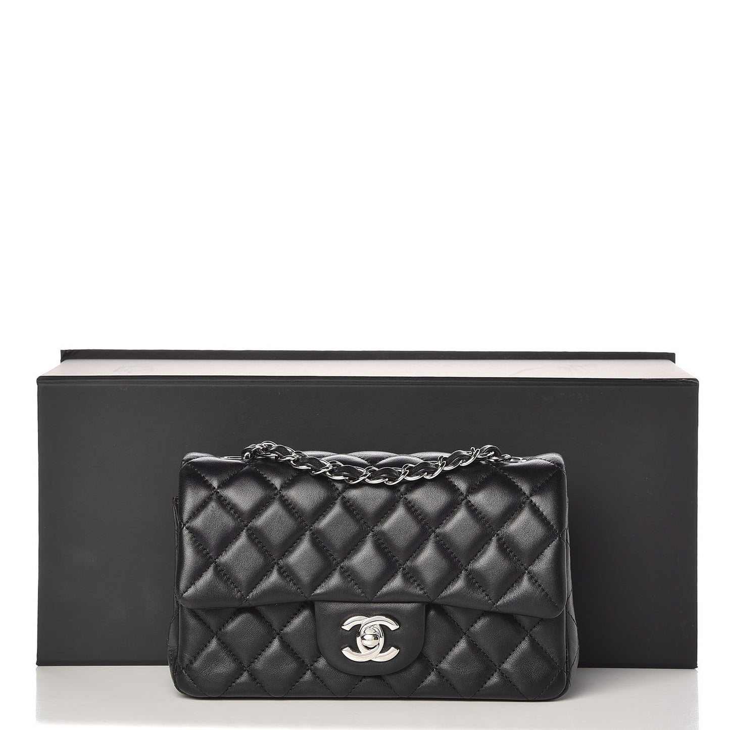 Lambskin Quilted Mini Rectangular Flap Black
