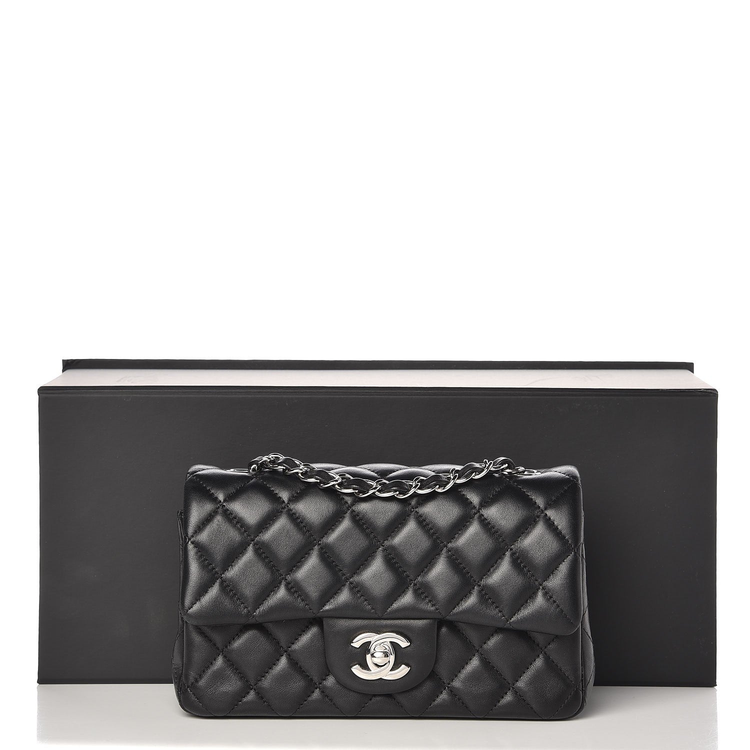 Chanel Lambskin Quilted Mini Rectangular Flap Black 8 of 8